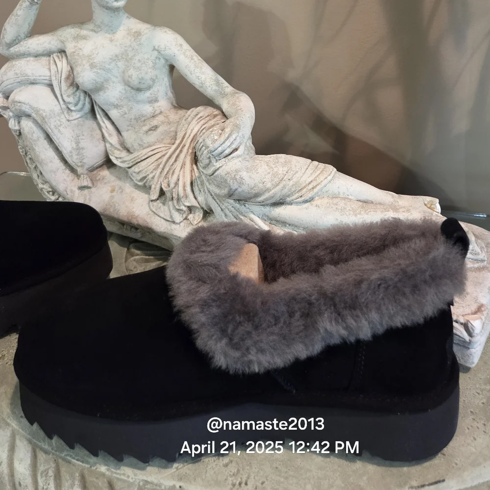 Ugg Nita Platform Suede Indoor Outdoor Slipper Designer Wool Blend #171 - Picture 12 of 16